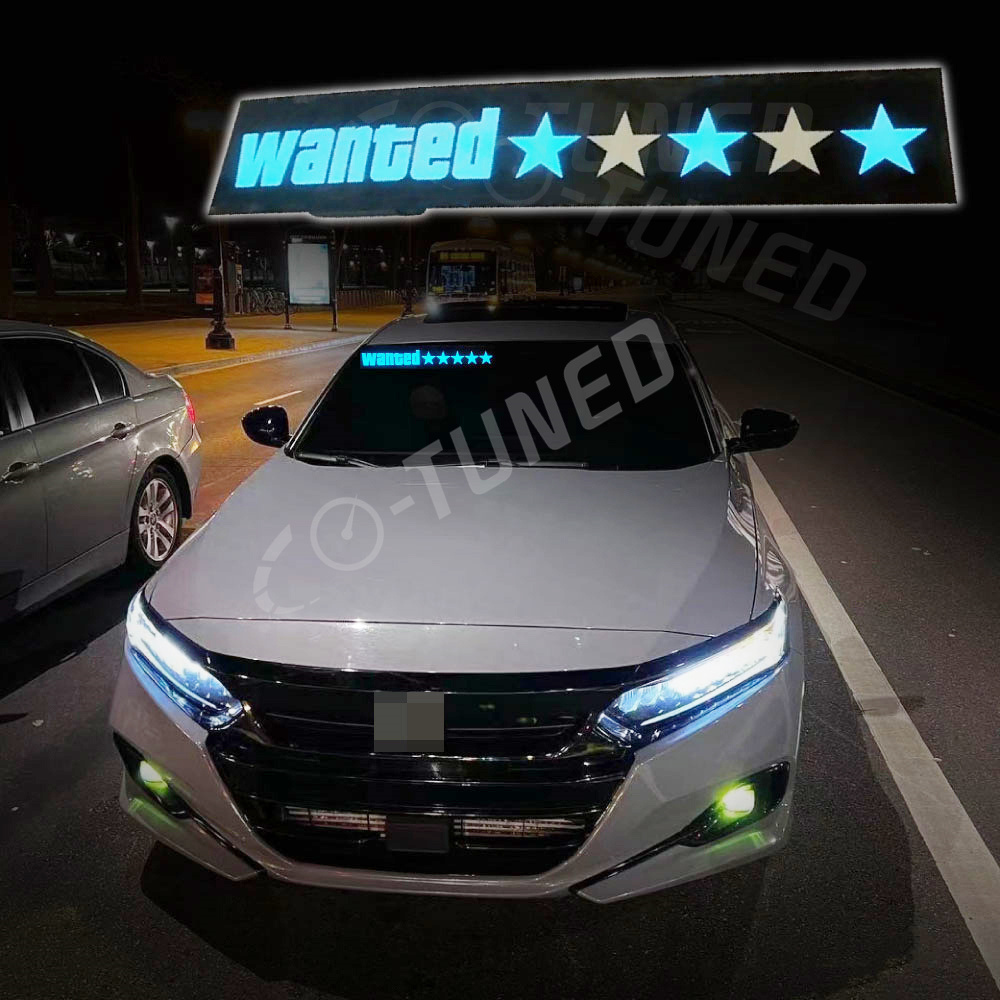 JDM Custom Light Up Led Car Window Windshield Door Stickers 5 Stars Wanted Glow Panel Led Light Panel