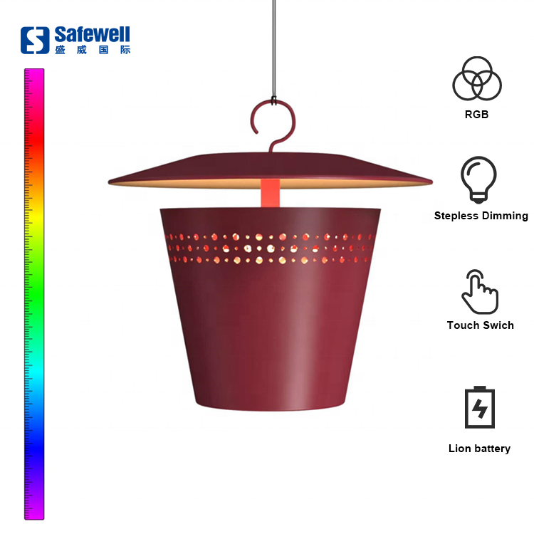 hollowed Design Touch Dimming Rechargeable Hanging Lantern IP54 Waterproof Porch Garden Decorative Pendant Light