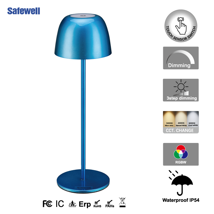 IP54 Chrome Rechargeable Table Lamp RGB Touch Switch Table Lamp Wireless Dimmable Battery bar table lamp