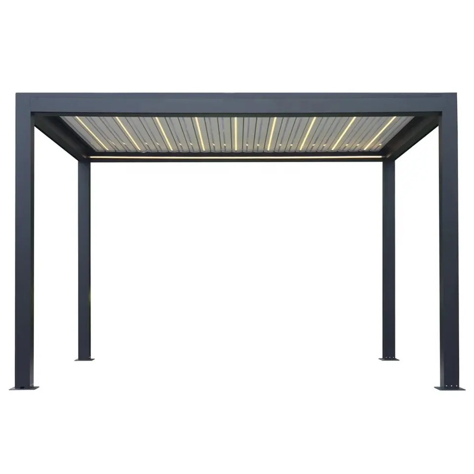 Outdoor pergola  3 x 4 m Waterproof gazebo  with Slat Roof Aluminium / Steel Patio Canopy Black