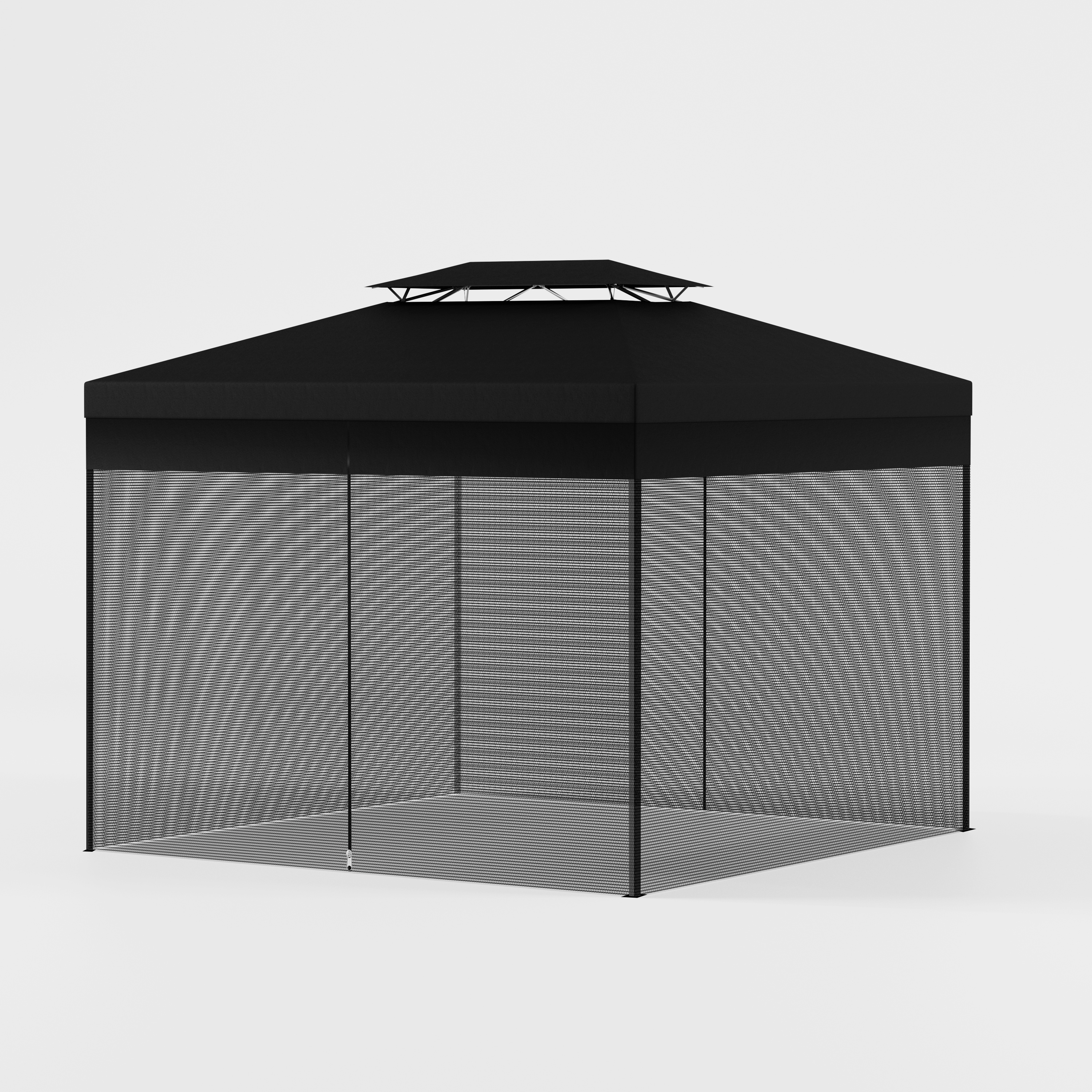 3 x 3 m Gazebo Mosquito Net  2 Side Panels with Zip  Tape Strap 12 m XL outdoor Mosquito Net White Black