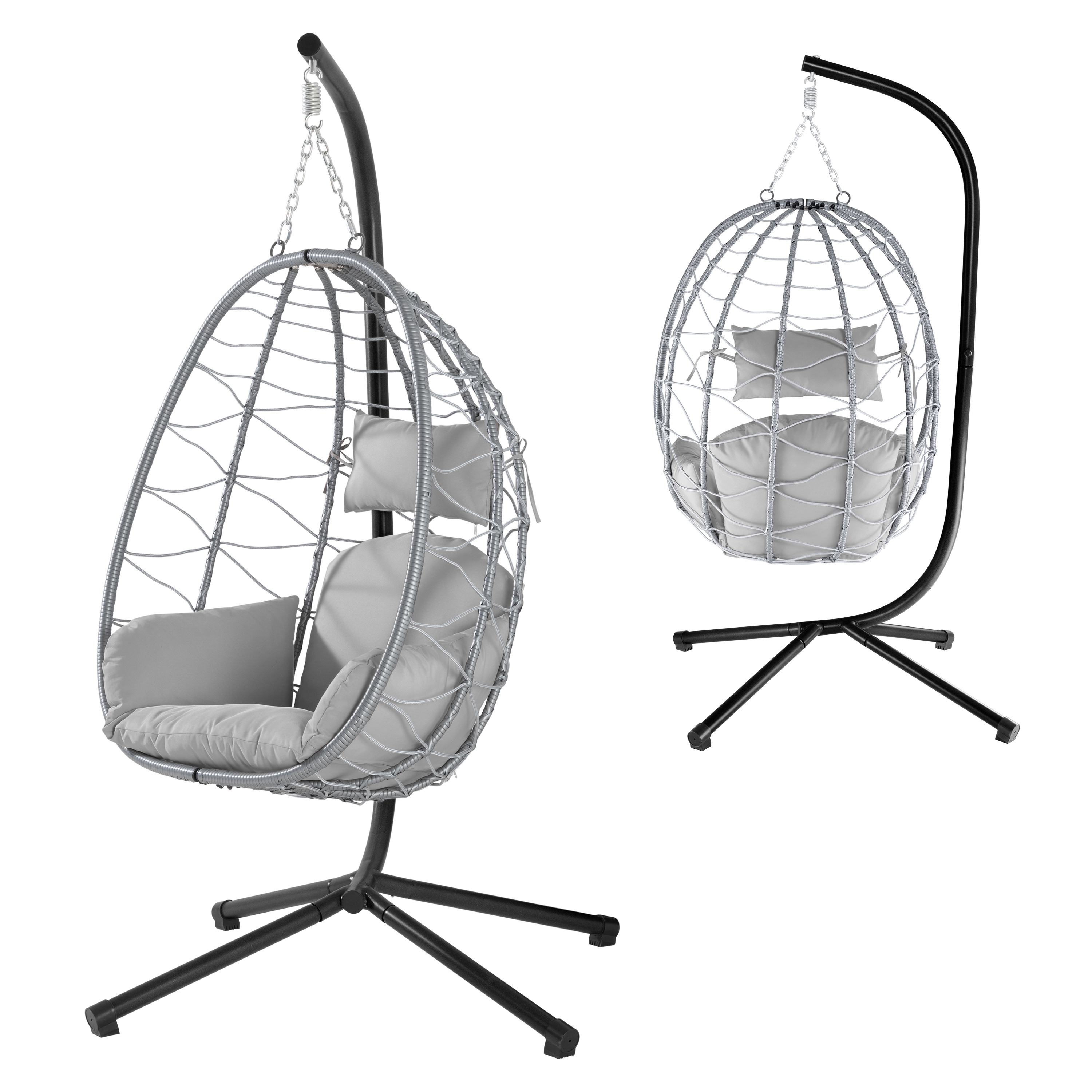 Hanging Chair with Frame Soft Seat Cushion Side Padding and Back Cushion Hanging Chair Indoor  Outdoor Garden Swing