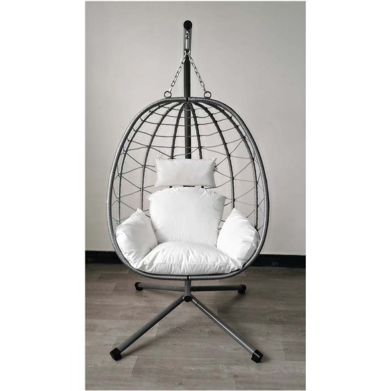 Hanging Chair with Frame Soft Seat Cushion Side Padding and Back Cushion Hanging Chair Indoor  Outdoor Garden Swing