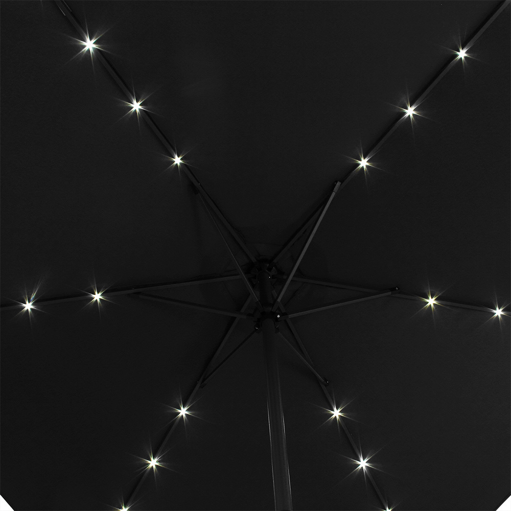 2.7M Outdoor 24 Leds Solar Powered Lighted Patio Market Straight Garden Umbrella with Hand Push Tilt And Crank