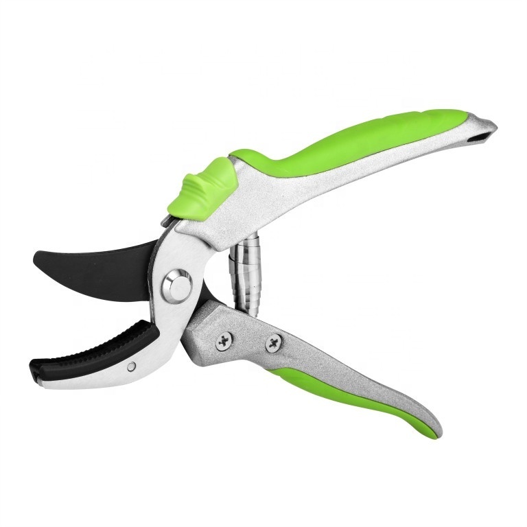 8'' bypass shear garden carbon pruner hedge clippers with compression spring and safety lock