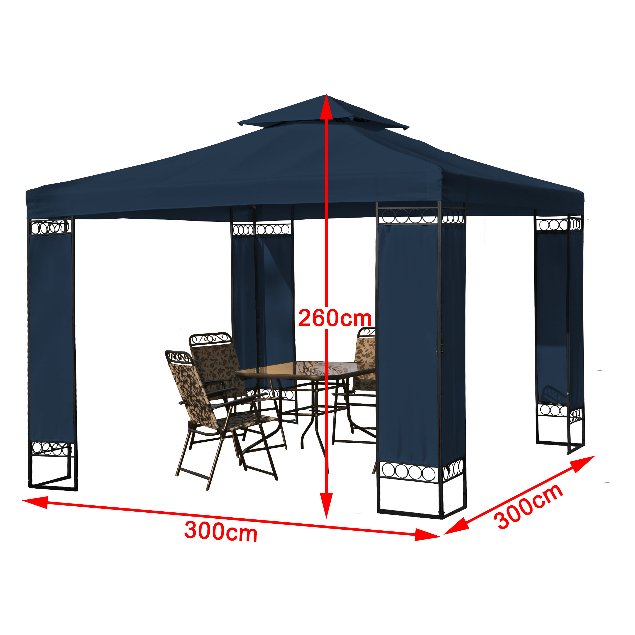 3*3M Outdoor furniture Garden patio Square metal steel gazebos with screen