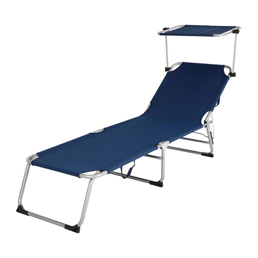 3 Positions Camping beach yard pool Foldable Chaise Lounge Chair Bed with sunshade