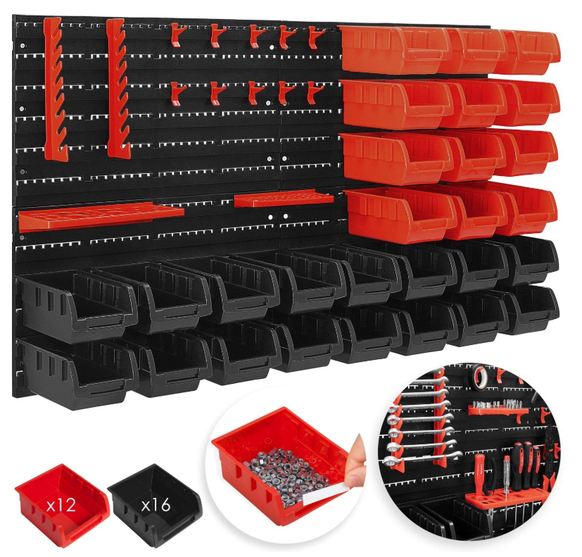 45 pieces wall shelving stacking boxes including tool holder Wall Mounted Pegboard Tool Plastic Boxes Storage For Screws