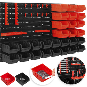 45 pieces wall shelving stacking boxes including tool holder Wall Mounted Pegboard Tool Plastic Boxes Storage For Screws