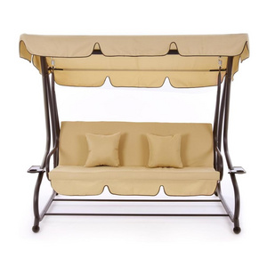 Hot selling Outdoor 3 seat Porch Swing Chair with Canopy , convertible to be swing bed