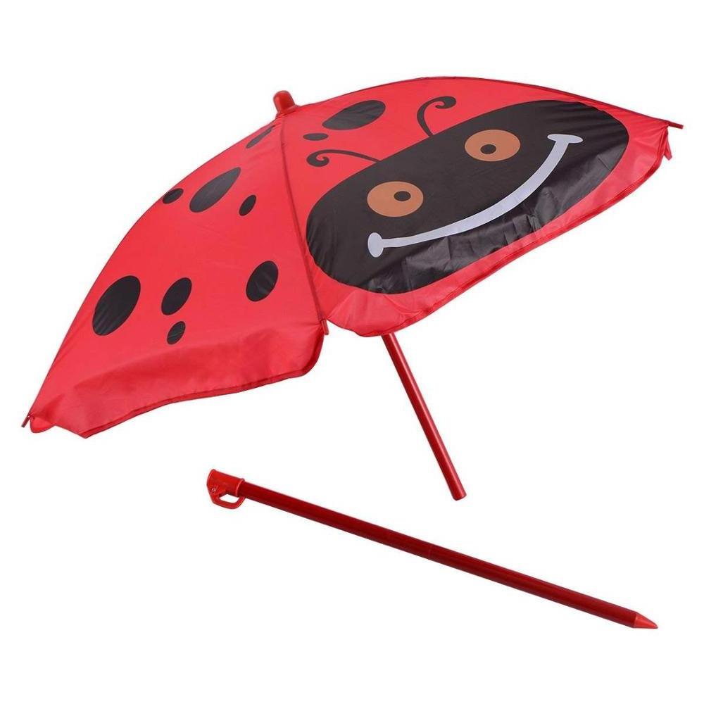 Ladybug Folding Table and Chair Kids Patio Set  Picnic Table with Removable Umbrella for Outdoor Garden