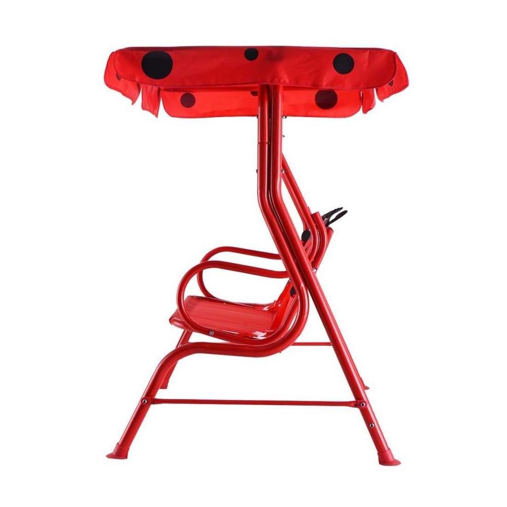 Kids 2 Person Patio Swing Chair Children Porch Bench Canopy Yard Furniture Red