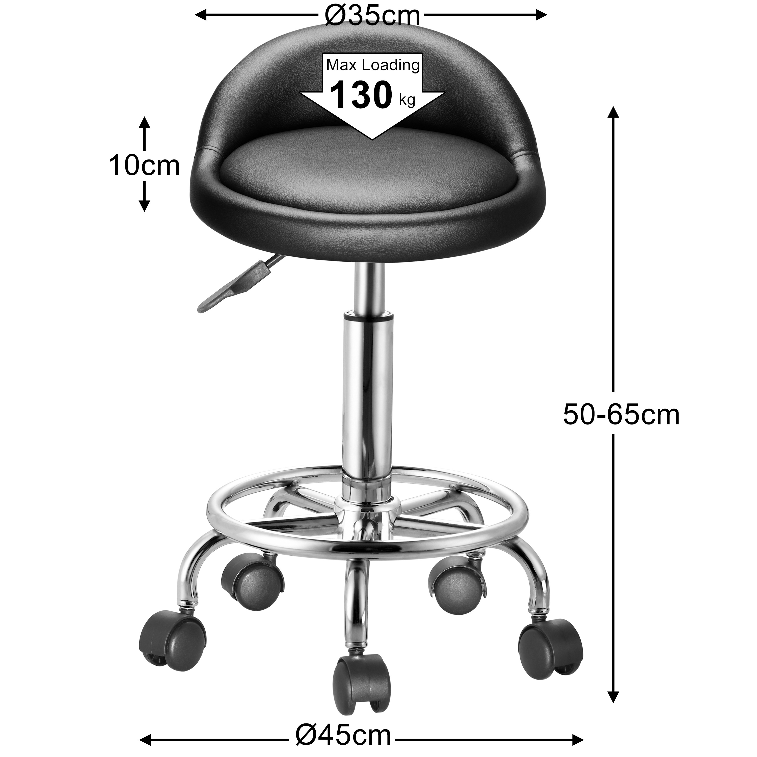 High quality PVC Leather Laboratory Chair office 360 degree swivel CE Stool Seat With Footrest