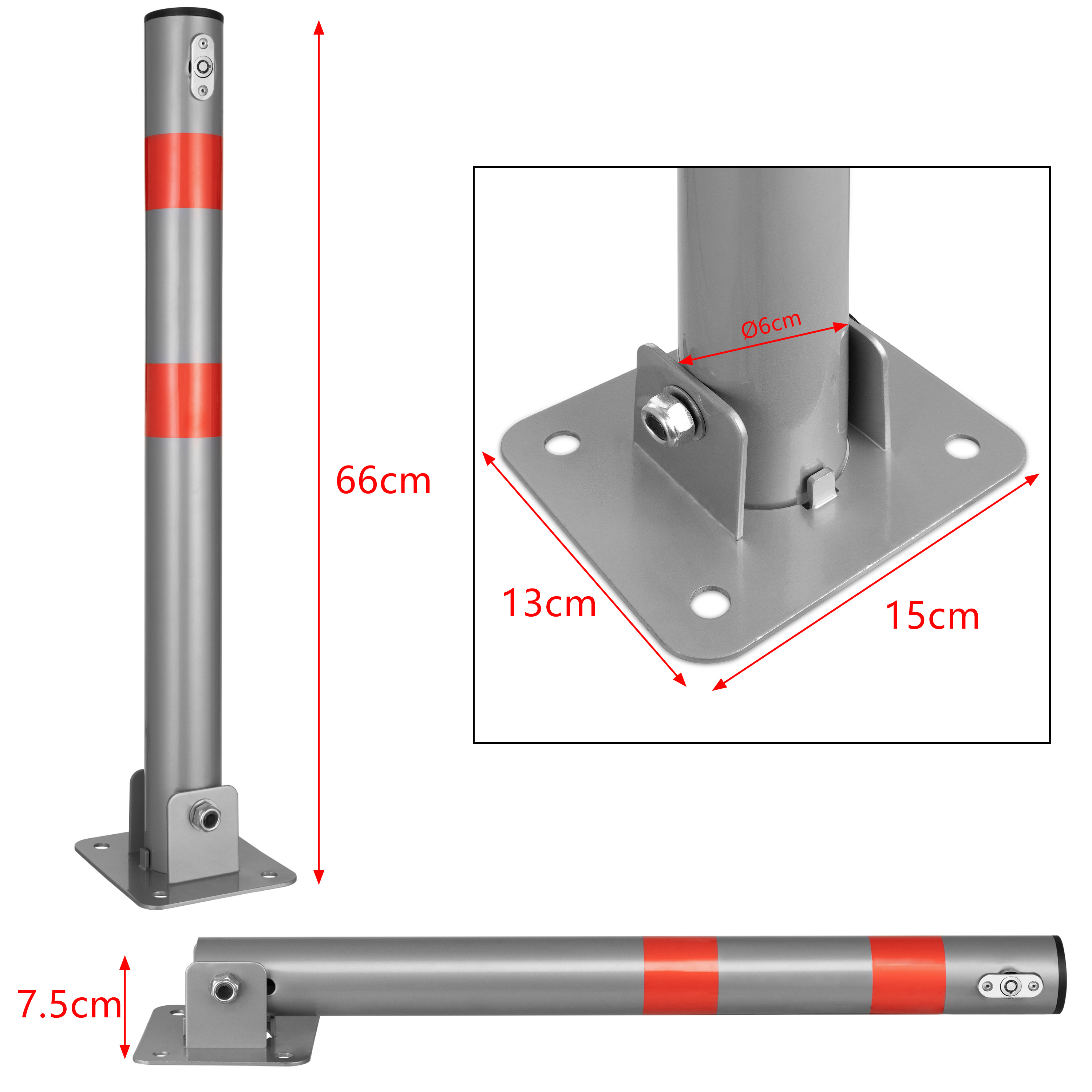 Height 650mm Manual easy installation Car Safety Parking Lot Lock Key Cylinder Lock Parking barriers