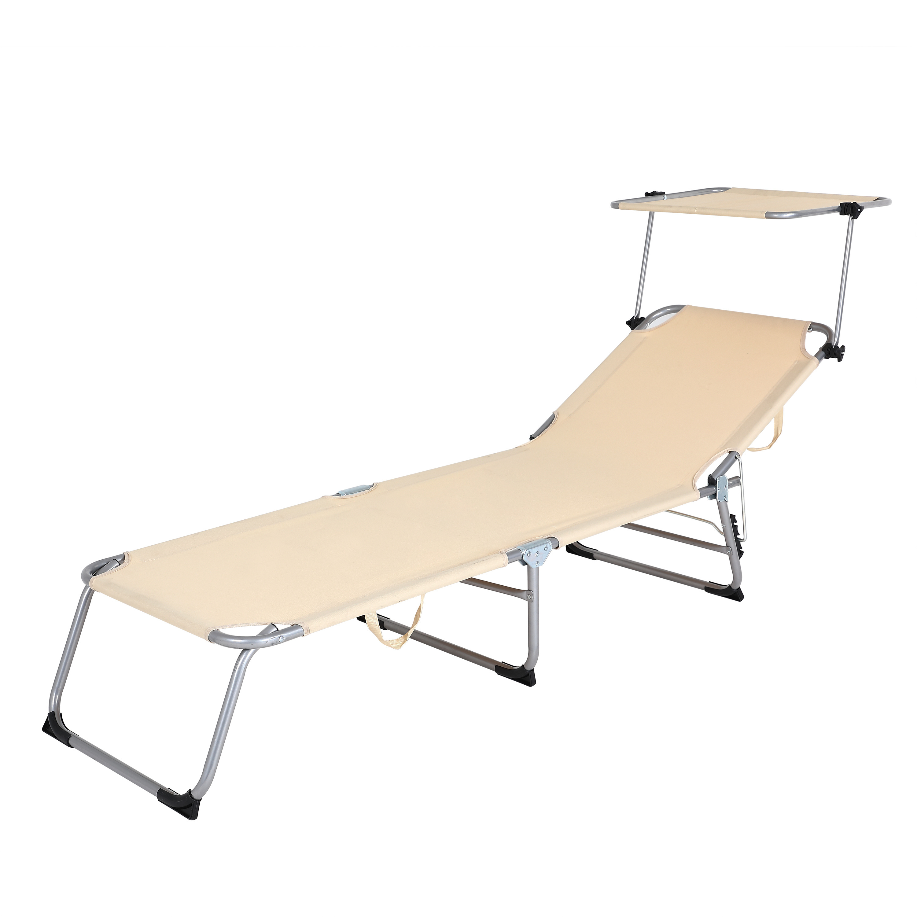 3 Positions Camping beach yard pool Foldable Chaise Lounge Chair Bed with sunshade