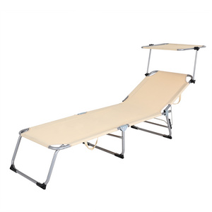 3 Positions Camping beach yard pool Foldable Chaise Lounge Chair Bed with sunshade