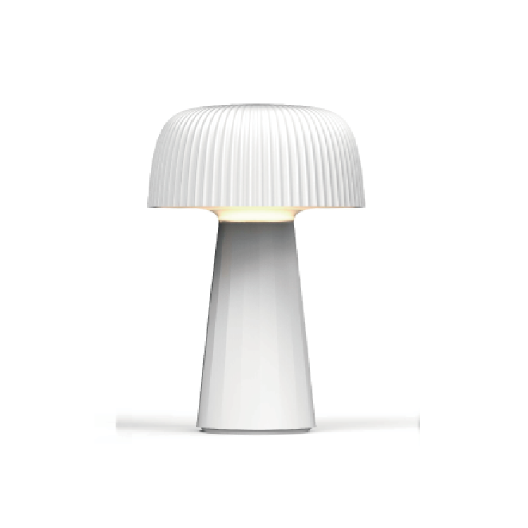 Fancy Rechargeable Mushroom Lamp Hotel Restaurant Bar Decor Table Lamp Wood Grain Shade Battery Lamp