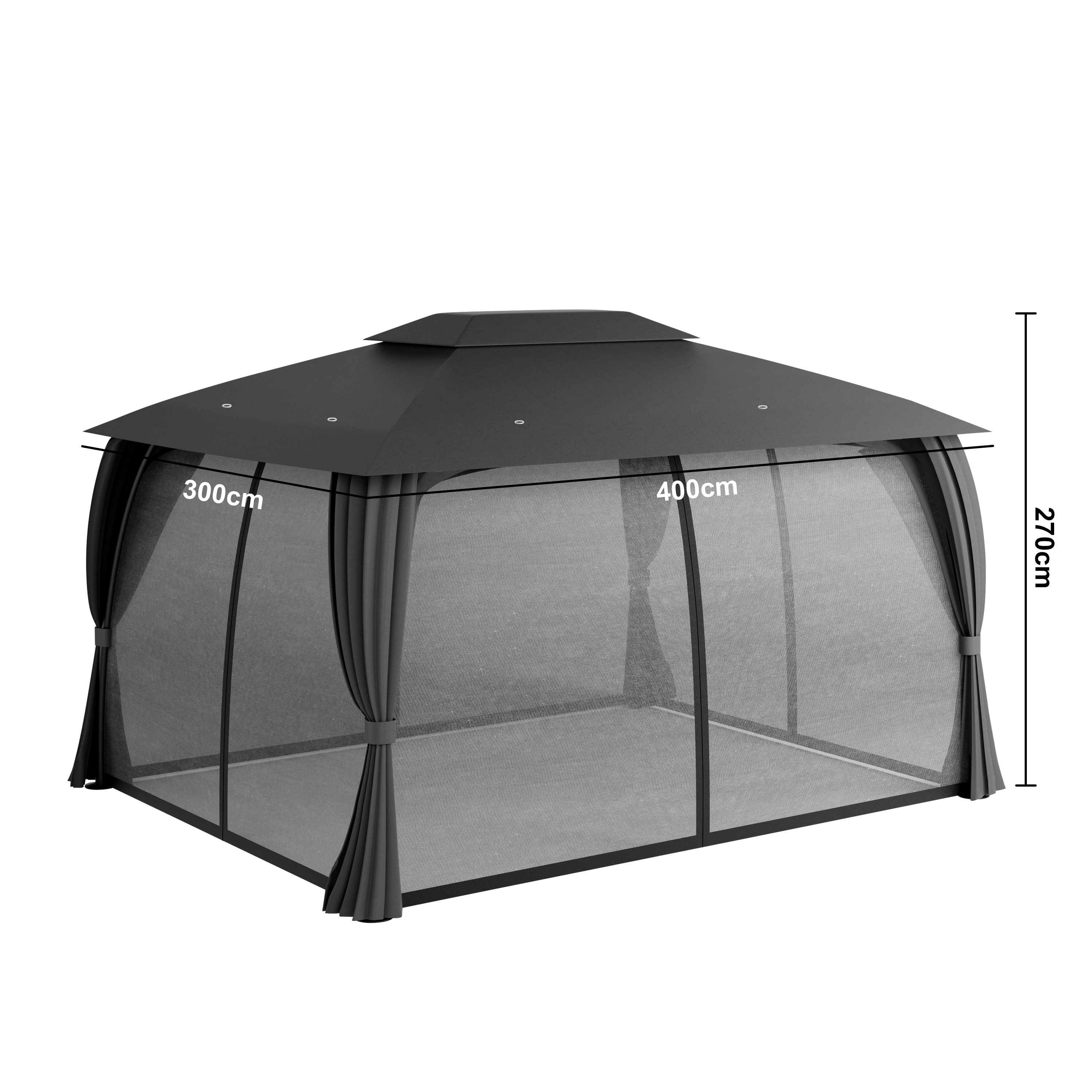 High quality outdoor Double Roof screen metal gazebo with mosquito net folding  canopy pergola pavilion