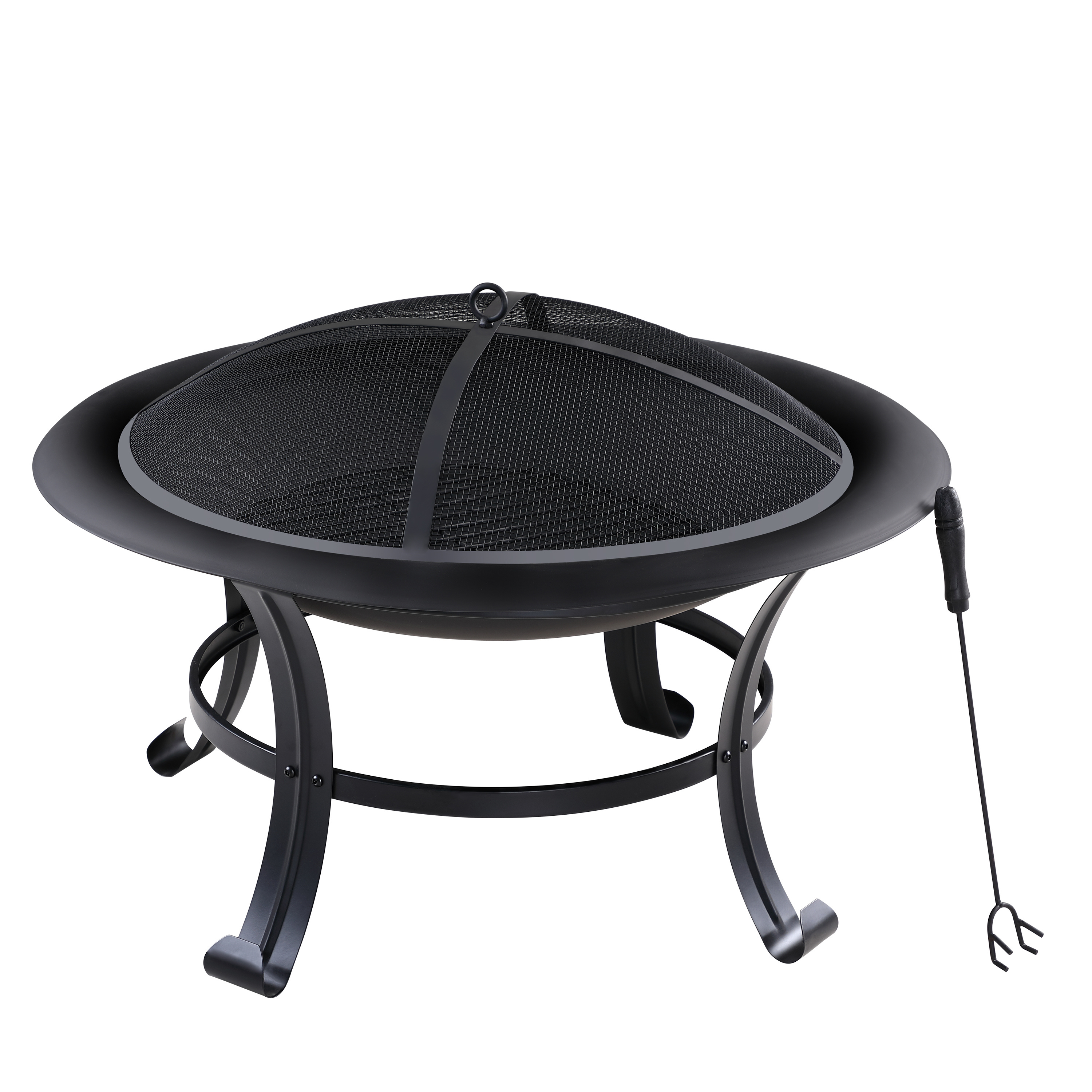 Steel fire bowl pit Garden Brazier with grill lid hook