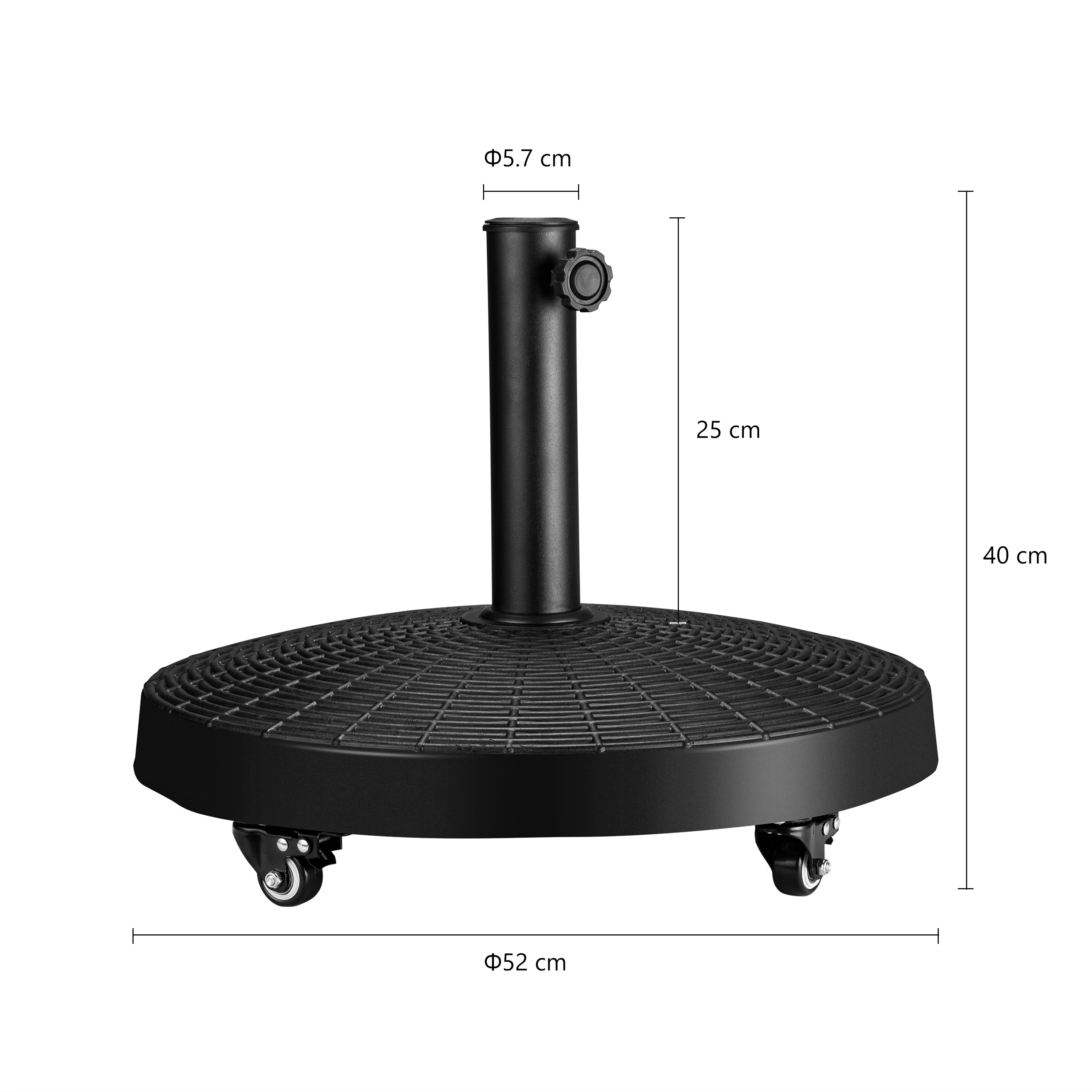 Outdoor round Base for 38/48 mm umbrella 28kg fillable with water Resin Black Patio Umbrella Base