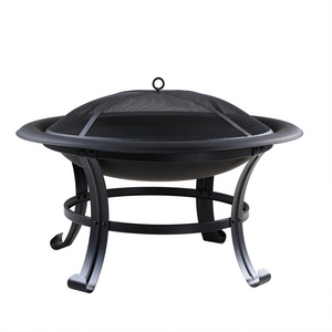 Steel fire bowl pit Garden Brazier with grill lid hook