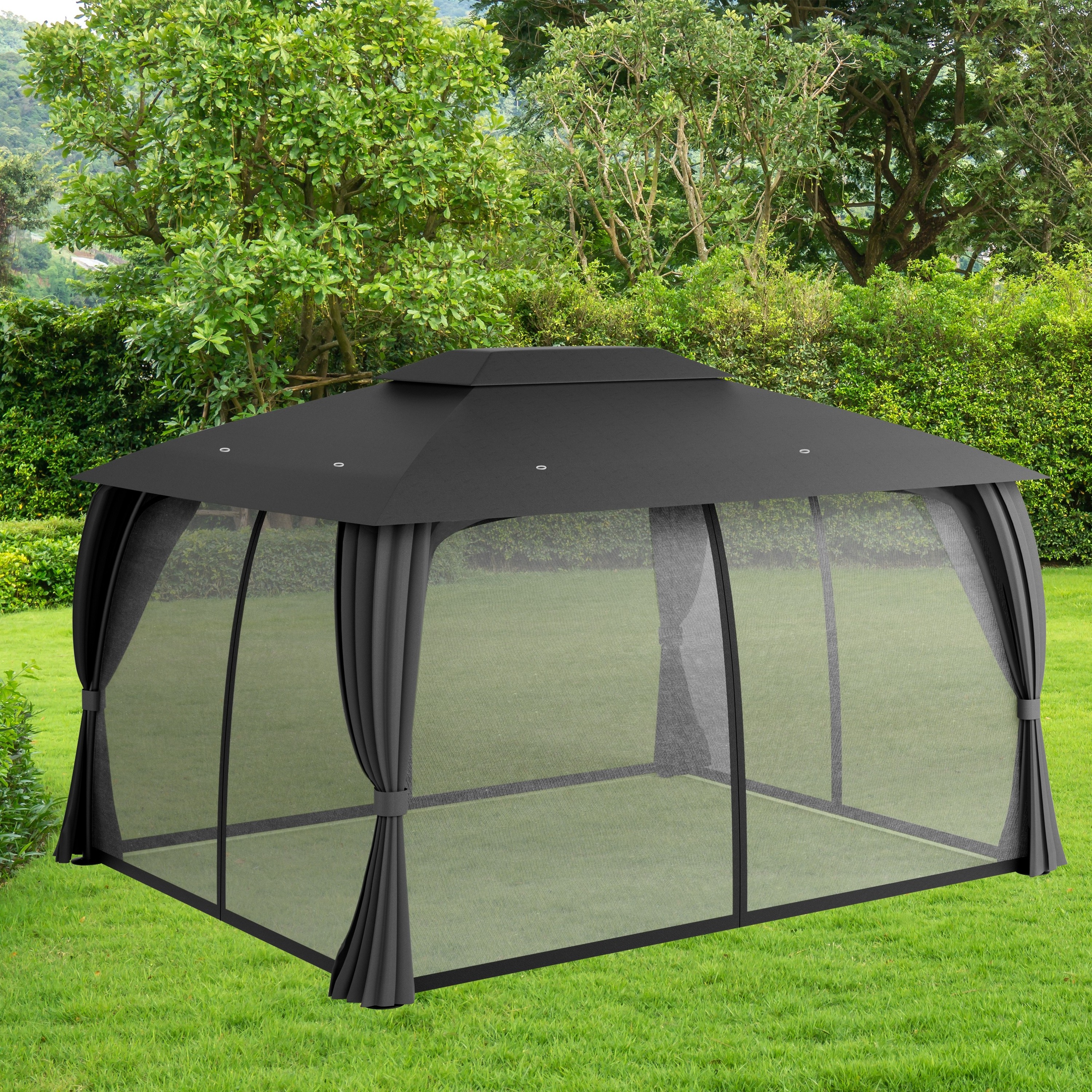 High quality outdoor Double Roof screen metal gazebo with mosquito net folding  canopy pergola pavilion