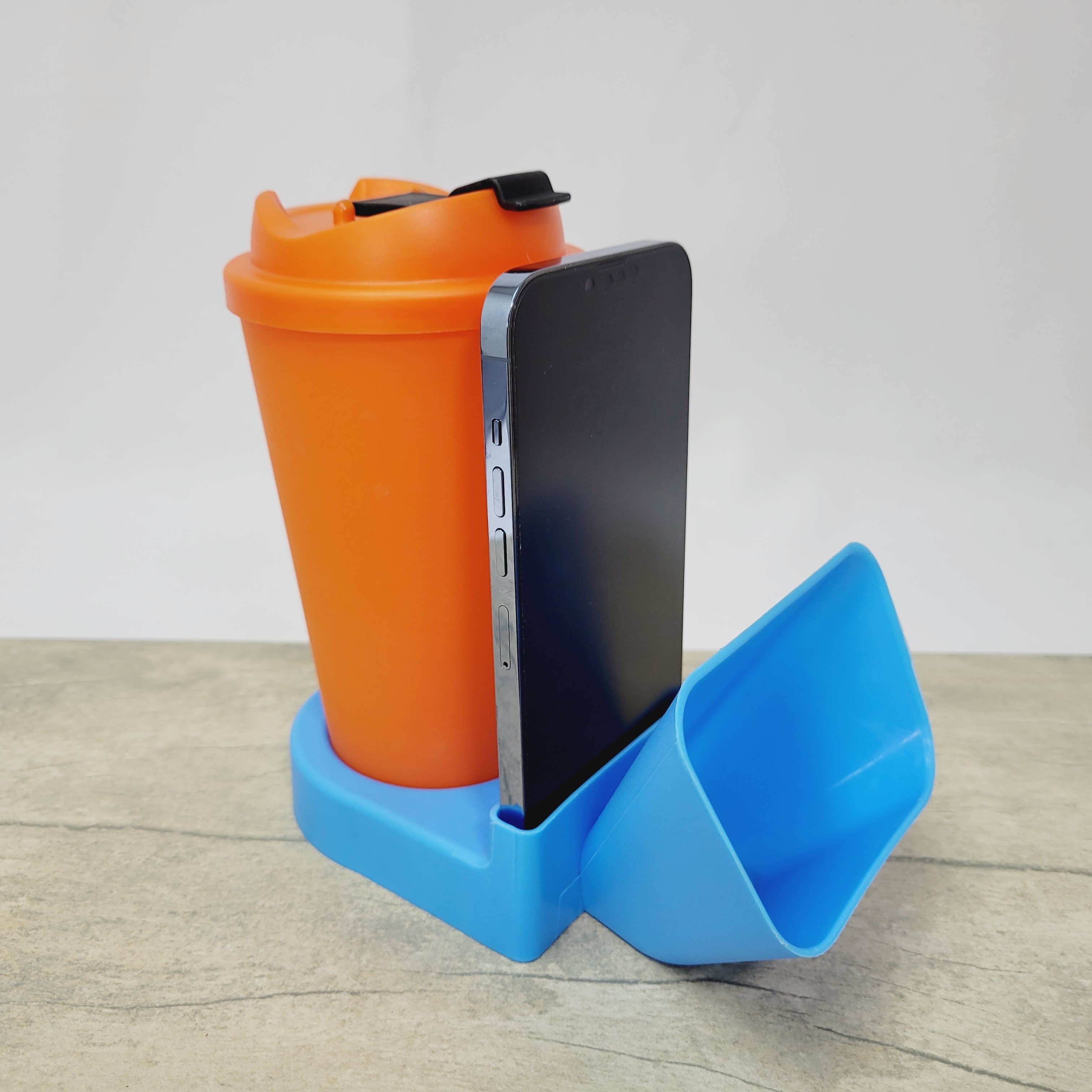 Mobile Phone Holder with 19 oz Tumbler Cup Holder and Sound Amplifier Universal Smartphone Stand Amplifier with Tea cup