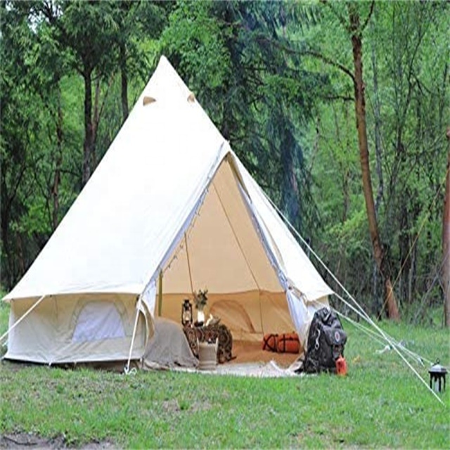 High Quality Outdoor Fabric Canvas Outdoor Large Round Luxury Bell Dome Canopy Camping Teepee Yurt Glamping Safari Tent