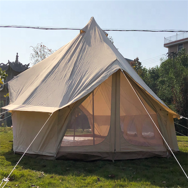 New Design Customize 3m 4m 5m 6m 7m Glamping Coton Made Tents 4 Seasons Luxury Waterproof Sibley Outdoor Family Canvas Bell Tent