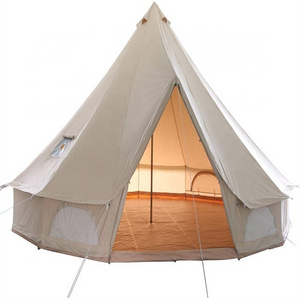 High Quality Outdoor Fabric Canvas Outdoor Large Round Luxury Bell Dome Canopy Camping Teepee Yurt Glamping Safari Tent