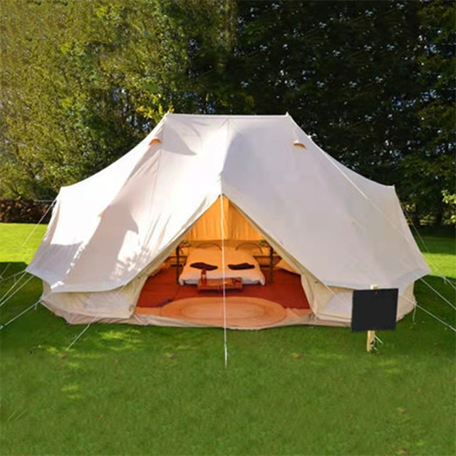 6M Cheapest Waterproof Cotton Teepee Yurt Accessories Family Glamping Luxury Camping Outdoor Canvas Sibley Bell Tent For Sale