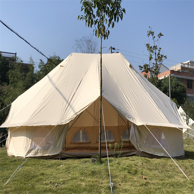 6M Cheapest Waterproof Cotton Teepee Yurt Accessories Family Glamping Luxury Camping Outdoor Canvas Sibley Bell Tent For Sale