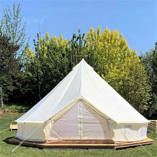 High Quality Outdoor Fabric Canvas Outdoor Large Round Luxury Bell Dome Canopy Camping Teepee Yurt Glamping Safari Tent