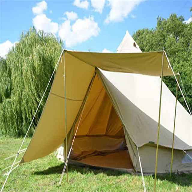 New Design Customize 3m 4m 5m 6m 7m Glamping Coton Made Tents 4 Seasons Luxury Waterproof Sibley Outdoor Family Canvas Bell Tent