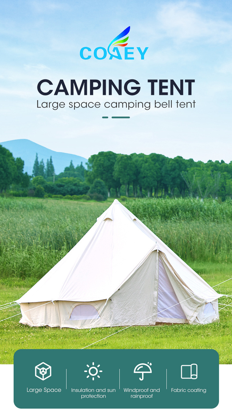 6M Cheapest Waterproof Cotton Teepee Yurt Accessories Family Glamping Luxury Camping Outdoor Canvas Sibley Bell Tent For Sale