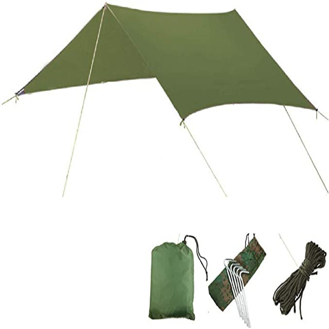 Multi-Person Tree Straps Cotton Canvas Portable Hanging Rectangle Large Lay Flat with Canopy Sun Shade Shelter Hammock Tent