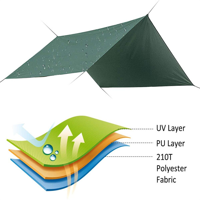 Multi-Person Tree Straps Cotton Canvas Portable Hanging Rectangle Large Lay Flat with Canopy Sun Shade Shelter Hammock Tent