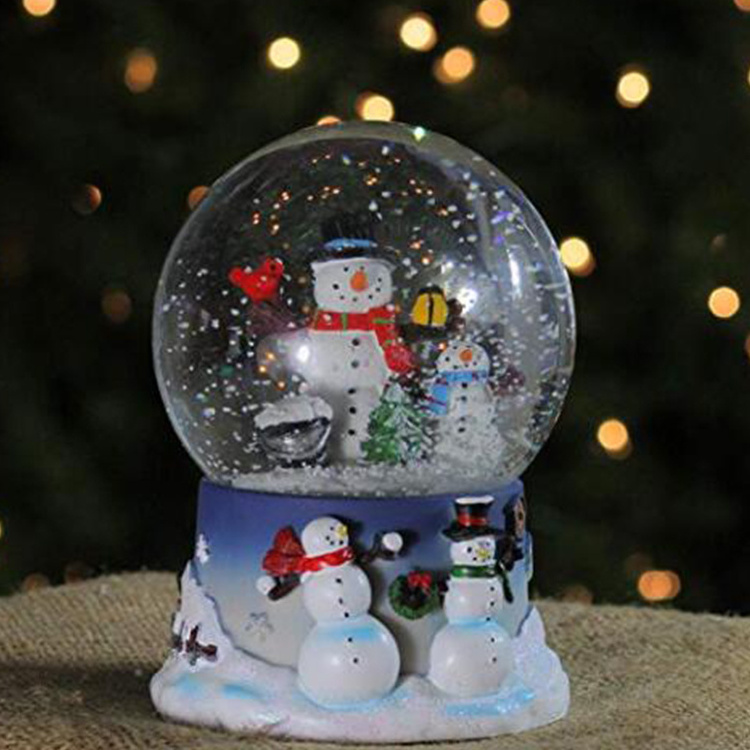 Hot Sale New Year Custom Gifts Led Light Snow Ball Scene Musical  Christmas Snow Globe Custom Design Father Christmas Snow Globe