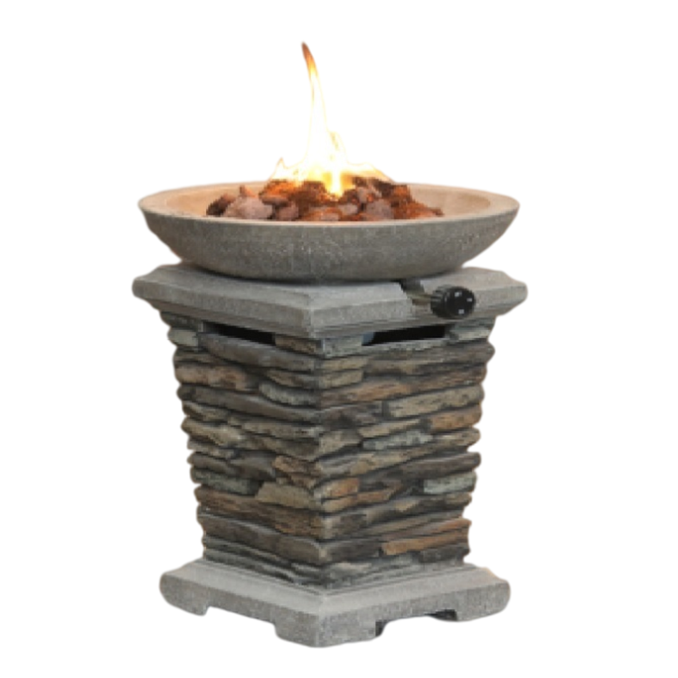 Square Cylindrical Shape Decoration Patio Outdoor Gas Brick Fire Pit Table Burner And Pan Kit Cooking