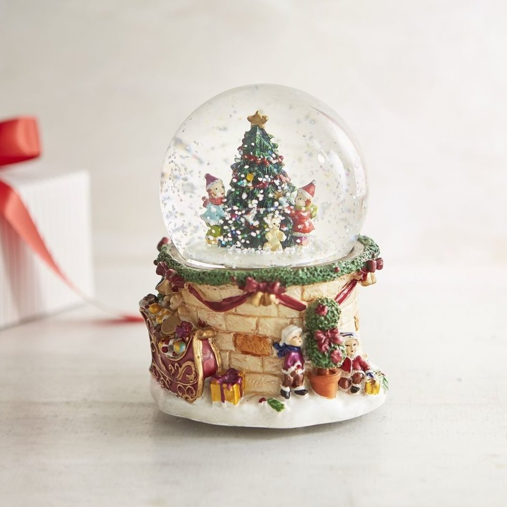 Hot Sale New Year Custom Gifts Led Light Snow Ball Scene Musical  Christmas Snow Globe Custom Design Father Christmas Snow Globe