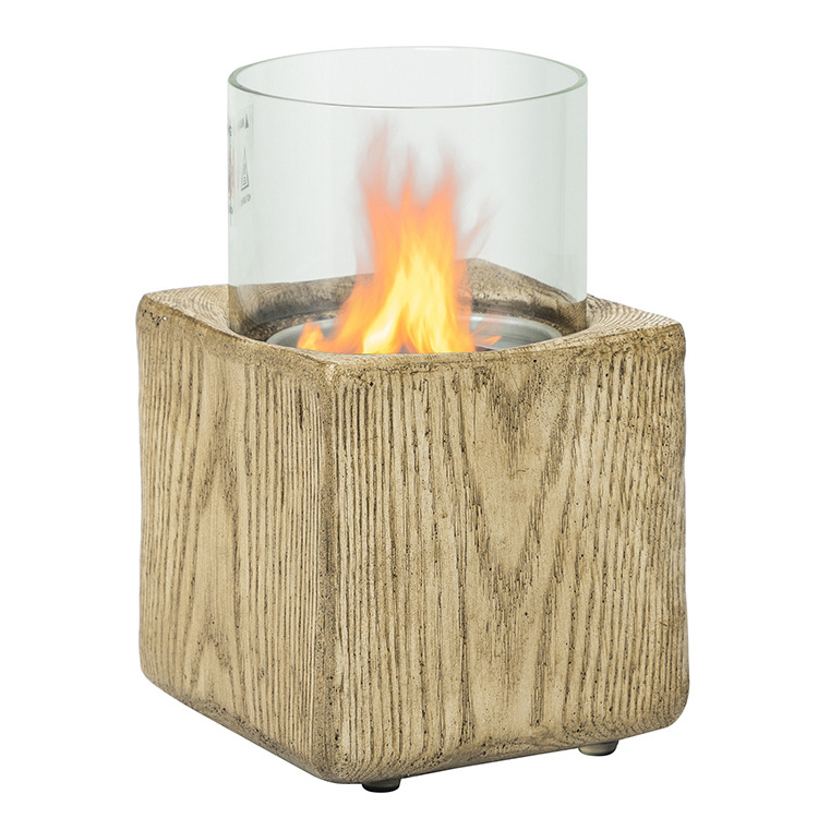 Co-Arts 2022 Chimenea Indoor Square Wood Grain Portable Bio Ethanol Energy MGO Tabletop Fireplace Mini Fire Pit Horno Fireplace