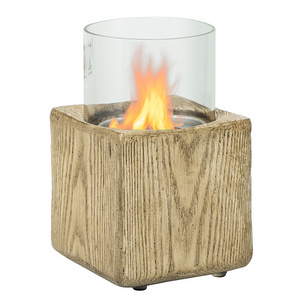 Co-Arts 2022 Chimenea Indoor Square Wood Grain Portable Bio Ethanol Energy MGO Tabletop Fireplace Mini Fire Pit Horno Fireplace