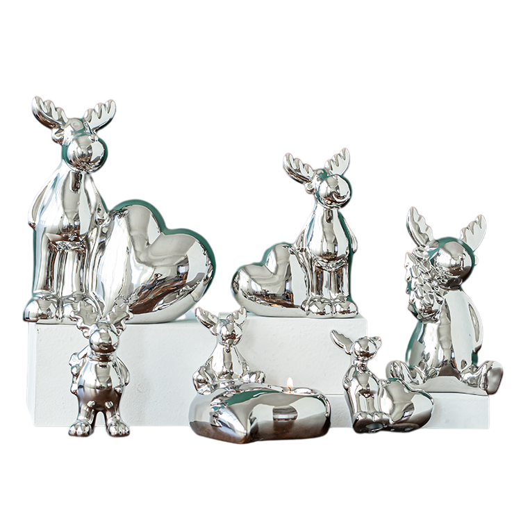 European Style Modern Plating Ceramic Deer Tabletop Ornament Electroplating Ceramics Fawns Figurine Statue Crafts Sculpture