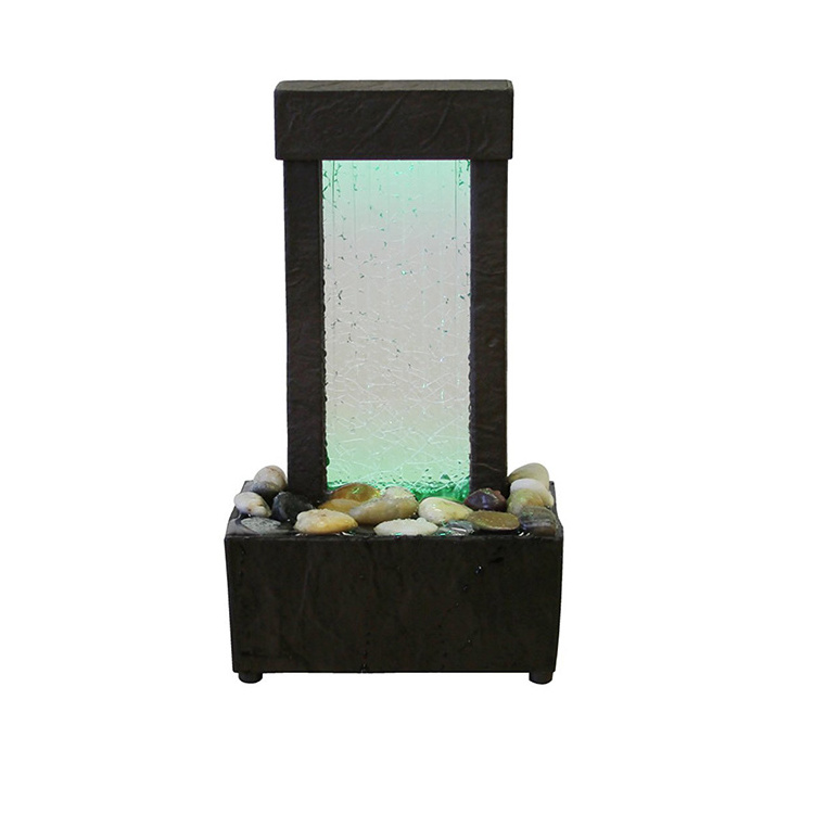 Relaxation LED Lights Chocolate Water Waterfall Fountain Tabletop Water Fountain with Glass Ball Color Led Light Mini Fountain