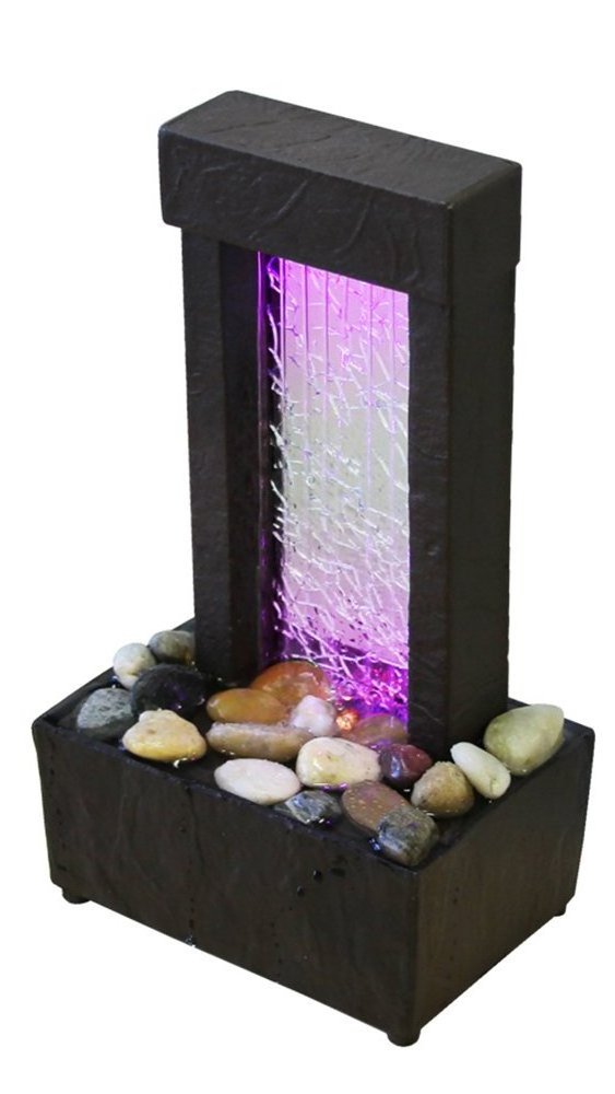 Relaxation LED Lights Chocolate Water Waterfall Fountain Tabletop Water Fountain with Glass Ball Color Led Light Mini Fountain