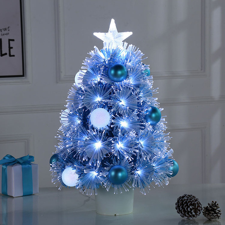 Navidad Lampada Arvores Co-Arts 61cm Or Custom Size Tabletop Led Blue Fiber Optic Christmas Tree For Sale Arvore De Natal