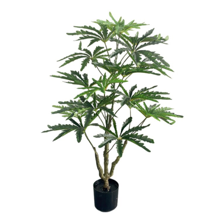 Hot Sale Making Indoor Fake Leaf Artificial Tree for Sale Dizygotheca Artificial Indoor Ficus Bonsai Big Artificial Tree Plant