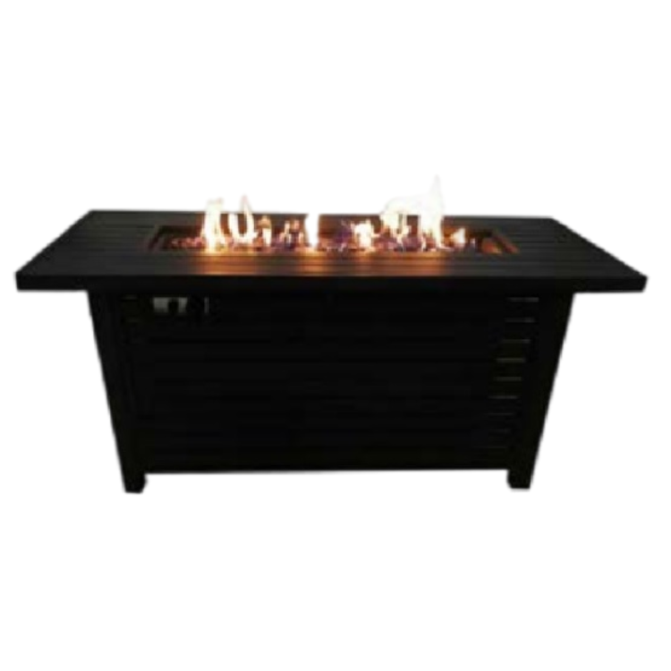 Cheap Price Outdoor Modern Bonfire Black Metal Rectangular Gas Firepit Propane Fire Pit