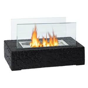 Co-Arts Rectangular Black Mini Table Top Ethanol Gas Fire Pit Tabletop Pebble Firepit Chimenea Heater Horno Mangal Foyer Oven