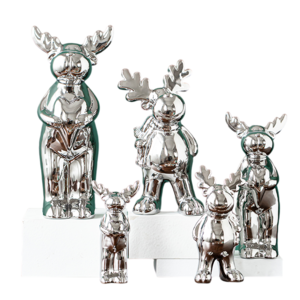 European Style Modern Plating Ceramic Deer Tabletop Ornament Electroplating Ceramics Fawns Figurine Statue Crafts Sculpture